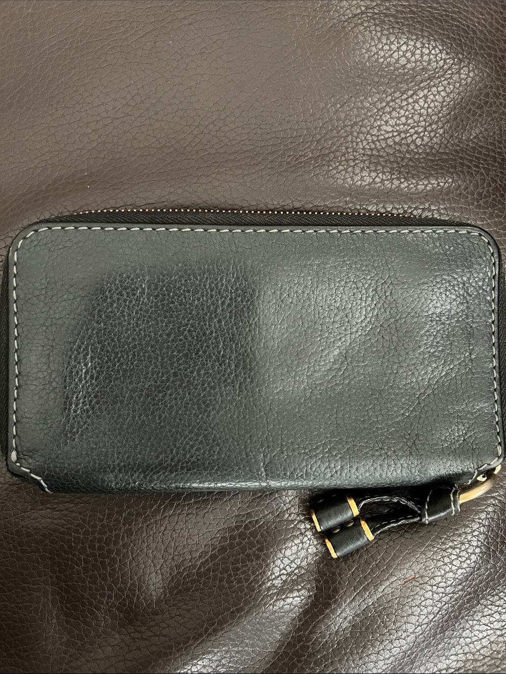Chloe Marcie Black Leather Zip Wallet with Gold Hardware - Picture 5 of 12
